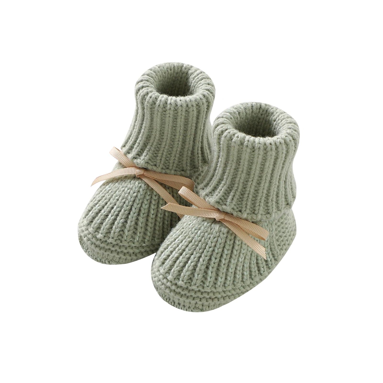 Chausson pour bebe en tricot Vert Olive / 0-3M