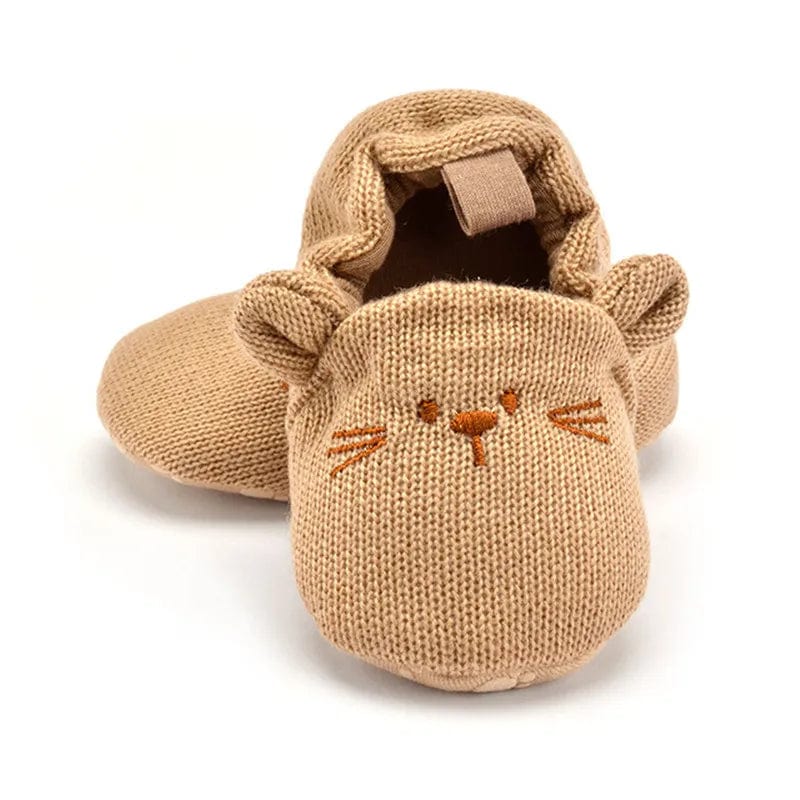 Chaussons bébé tricot Beige / 0-6 mois